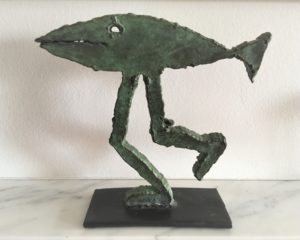 Laufender Fisch, Bronze patiniert, 30x30x2cm, Auflage 6